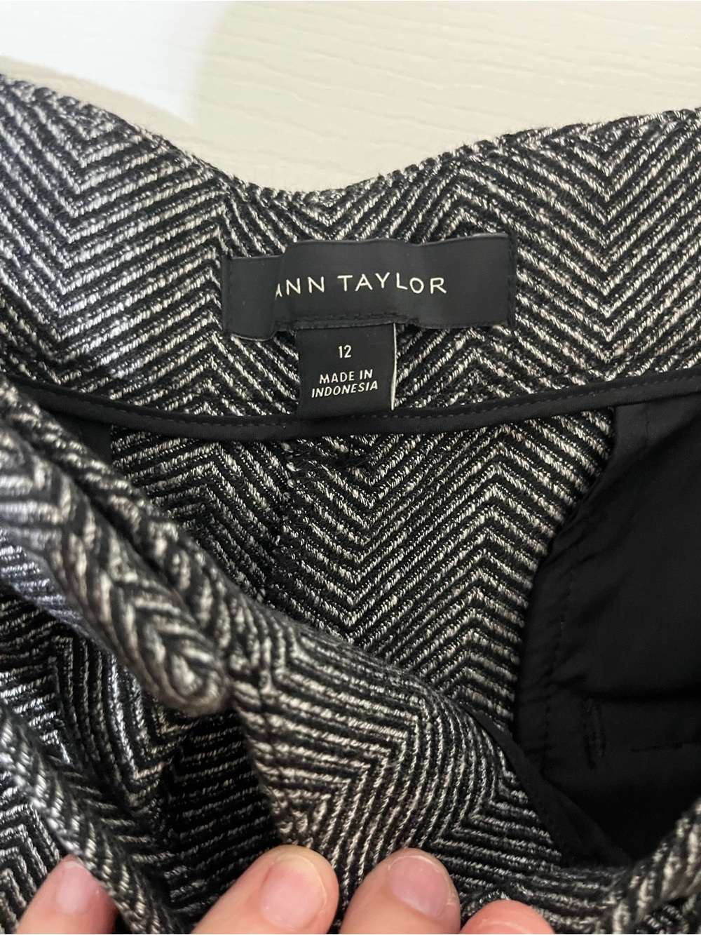 Ann Taylor Black & White Chevron flare legged pants